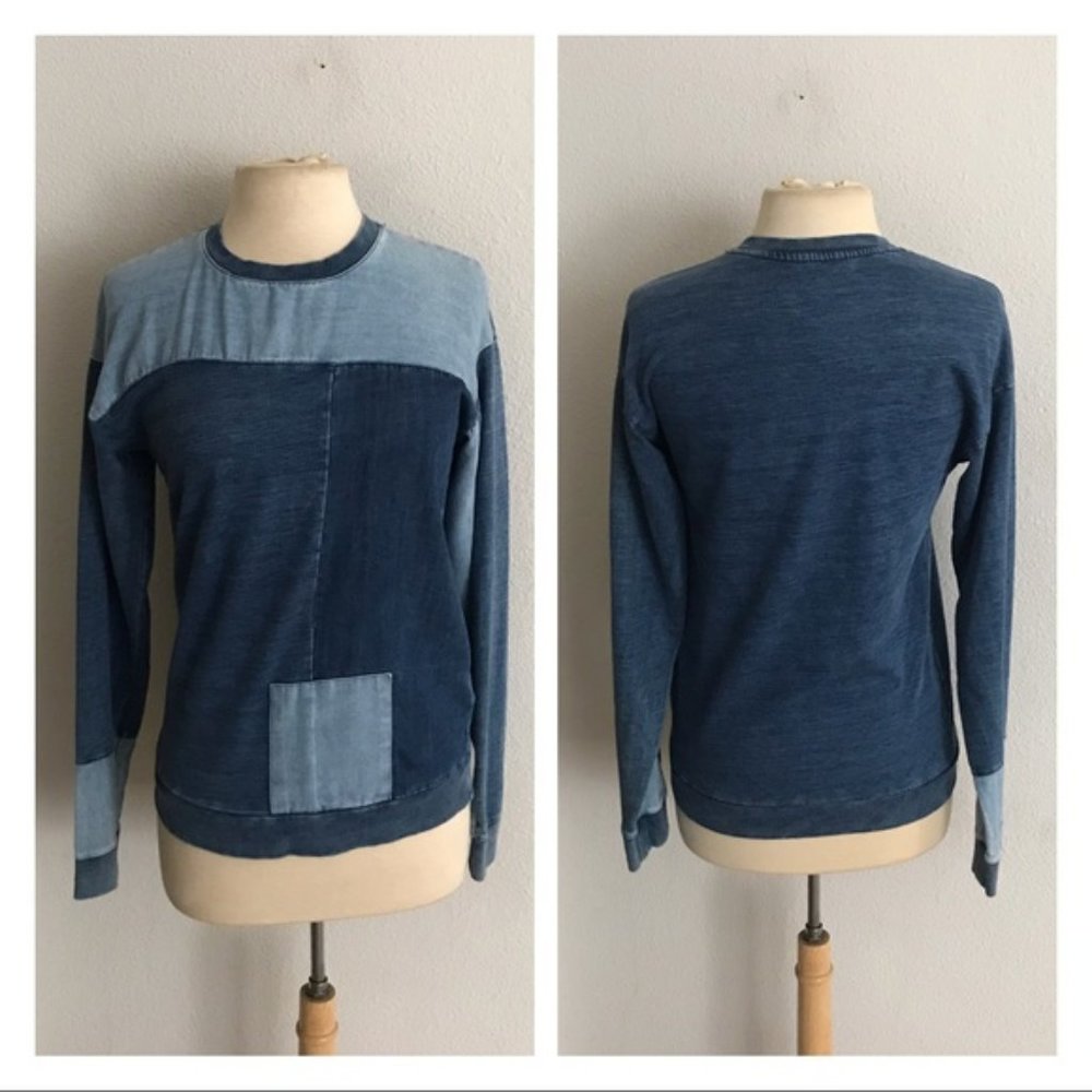 Topshop Chambray Patchwork Pullover